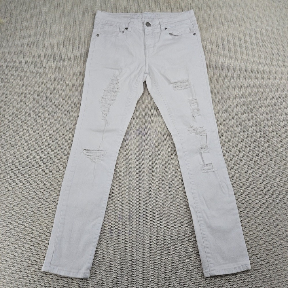 VIP Jeans Womens 7/8 White Denim Straight‎ Leg Distressed 30 Waist 27 Inseam